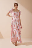 Juliette Pink Floral Puff Sleeve Maxi Dress