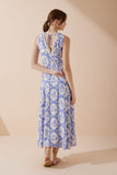 Delilah Blue Floral V-Neck Maxi Dress