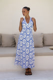 Delilah Blue Floral V-Neck Maxi Dress