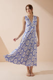 Delilah Blue Floral V-Neck Maxi Dress