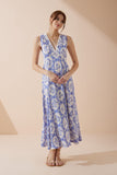 Delilah Blue Floral V-Neck Maxi Dress