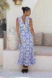 Delilah Blue Floral V-Neck Maxi Dress