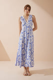 Delilah Blue Floral V-Neck Maxi Dress