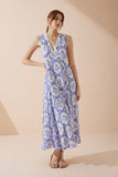 Delilah Blue Floral V-Neck Maxi Dress