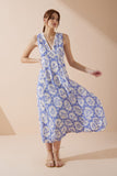 Delilah Blue Floral V-Neck Maxi Dress