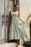 Willow Green Stripe Tiered Maxi Dress