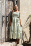 Willow Green Stripe Tiered Maxi Dress