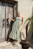 Willow Green Stripe Tiered Maxi Dress