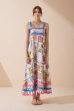 Ismerie Pink Tropical Ric Rac Maxi Dress