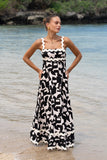 Nyx Black Abstract Geo Beige Ric Rac Maxi Dress