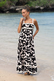 Nyx Black Abstract Geo Beige Ric Rac Maxi Dress