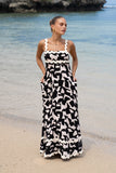 Nyx Black Abstract Geo Beige Ric Rac Maxi Dress