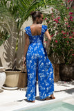 Lunaria Blue Floral Ruffle Jumpsuit