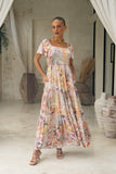 Carmella Pink Floral Tiered Maxi Dress