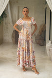 Carmella Pink Floral Tiered Maxi Dress