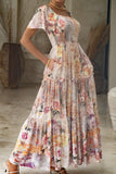 Carmella Pink Floral Tiered Maxi Dress