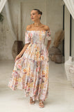 Carmella Pink Floral Tiered Maxi Dress