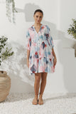 Maluhia Blue Tropical Button Down Mini Dress