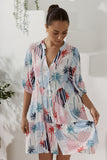 Maluhia Blue Tropical Button Down Mini Dress