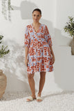 Ariadne Rust Abstract Button Down Mini Dress