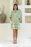 Eden Green Boho Button Down Mini Dress