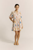 Tilly Multicolour Abstract Button Down Mini Dress