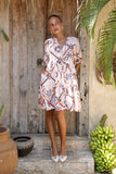 Kalani Brown Abstract Tile Button Down Mini Dress