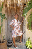 Kalani Brown Abstract Tile Button Down Mini Dress