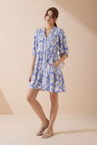 Delilah Blue Floral Button Down Mini Dress