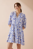 Delilah Blue Floral Button Down Mini Dress