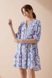 Delilah Blue Floral Button Down Mini Dress