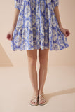 Delilah Blue Floral Button Down Mini Dress