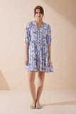 Delilah Blue Floral Button Down Mini Dress