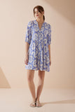 Delilah Blue Floral Button Down Mini Dress