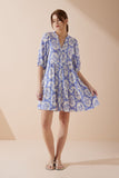 Delilah Blue Floral Button Down Mini Dress