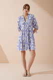 Delilah Blue Floral Button Down Mini Dress