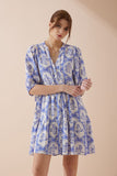 Delilah Blue Floral Button Down Mini Dress