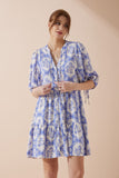 Delilah Blue Floral Button Down Mini Dress