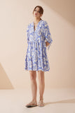 Delilah Blue Floral Button Down Mini Dress