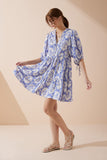 Delilah Blue Floral Button Down Mini Dress