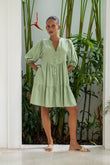 Everly Sage Green Button Down Mini Dress