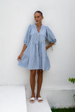 Emilia Blue Gingham Button Down Mini Dress