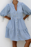 Emilia Blue Gingham Button Down Mini Dress