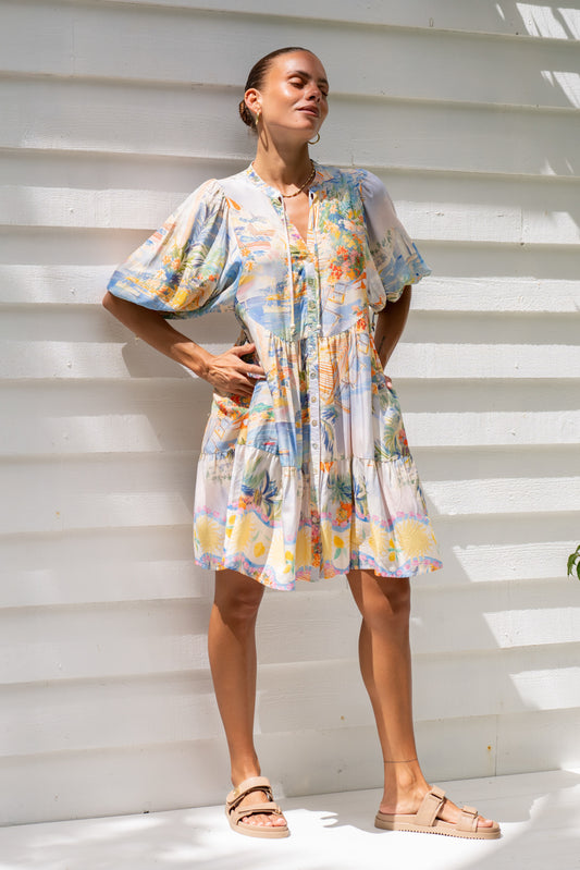 Solmar Multicolour Abstract Button Down Mini Dress