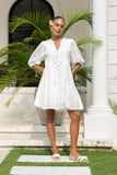 Lucille White Button Down Mini Dress