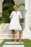 Lucille White Button Down Mini Dress