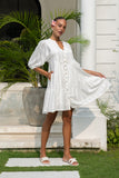 Lucille White Button Down Mini Dress