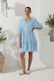 Yeva Blue Button Down Mini Dress