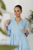 Yeva Blue Button Down Mini Dress