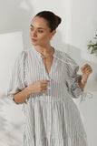 Avelie Grey Stripe Button Down Mini Dress